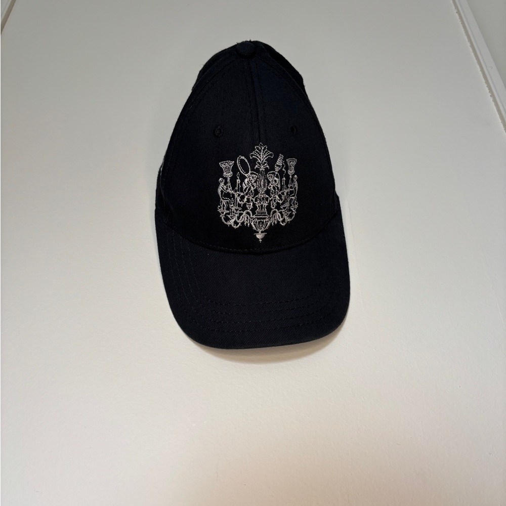 Black Cap with White Embroidery